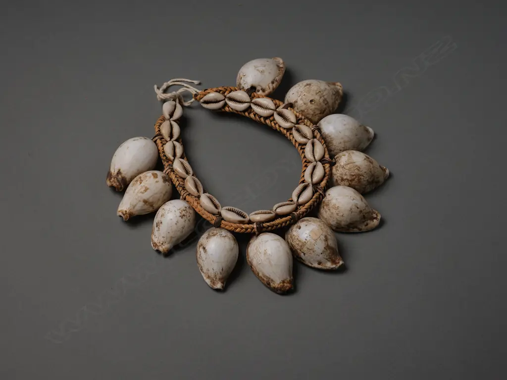 Papua New Guinean cowrie shell/fibre necklace, Image 1++